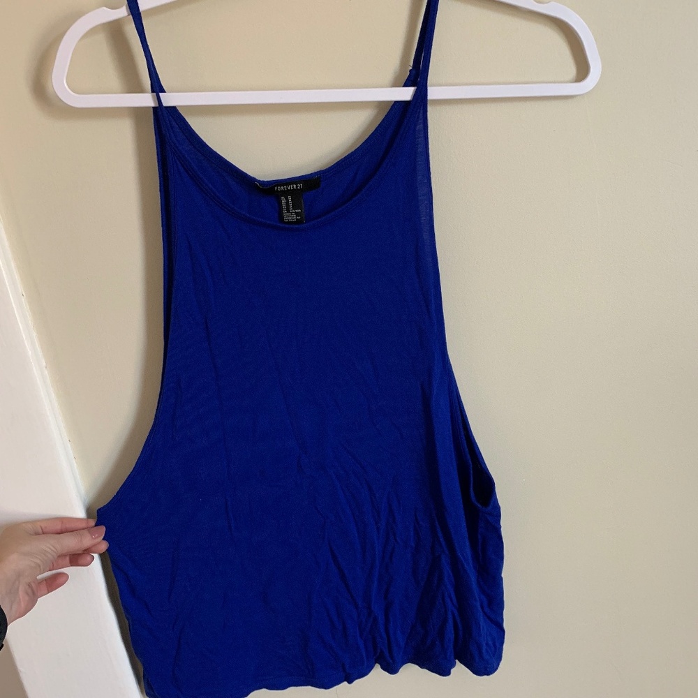 Forever21 Bright Blue Slinky Tank Top (M)